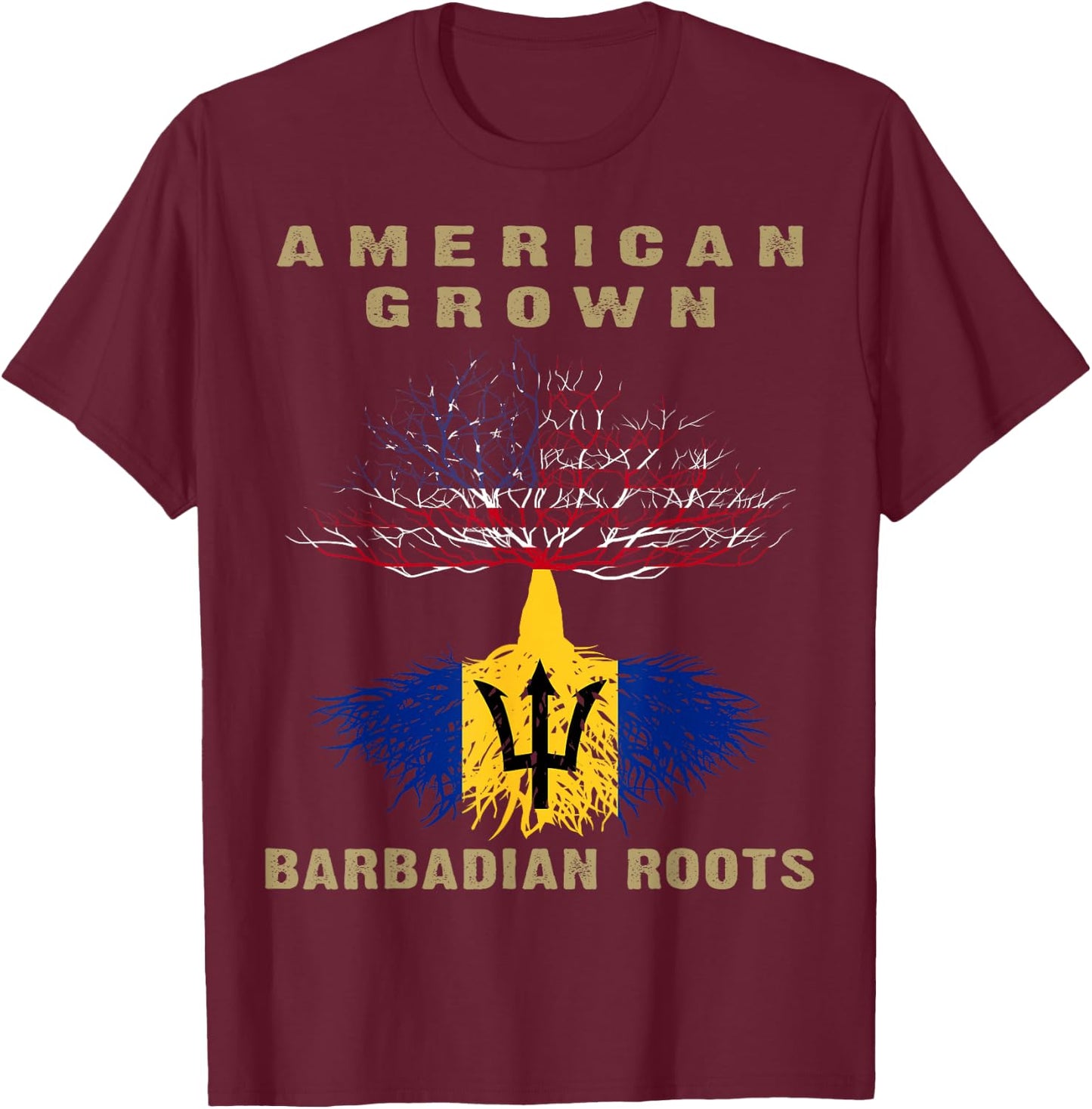 Barbados Bajan Barbadian Heritage Proud Half Barbadian Flag T-Shirt - T-Shirt | Maroon
