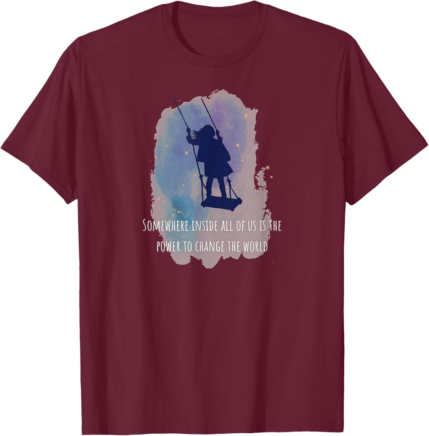 Matilda Watercolour Somewhere Inside All of Us T-Shirt - T-Shirt | Maroon