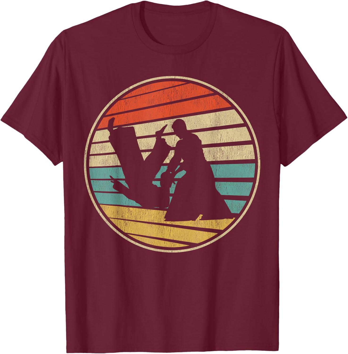 Cute Aikido Gift Retro Vintage 70s 80s Japanese Martial Art T-Shirt - T-Shirt | Maroon