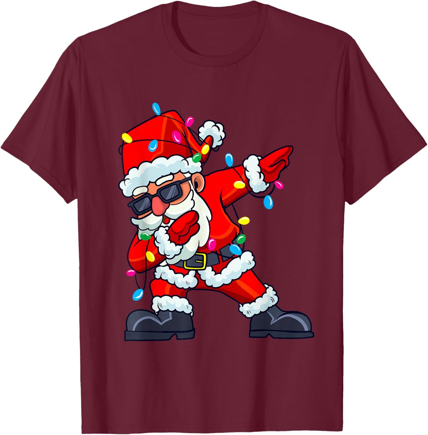 Dabbing Santa Claus Christmas Tree Lights Boys Kids Dab Xmas T-Shirt - T-Shirt | Maroon