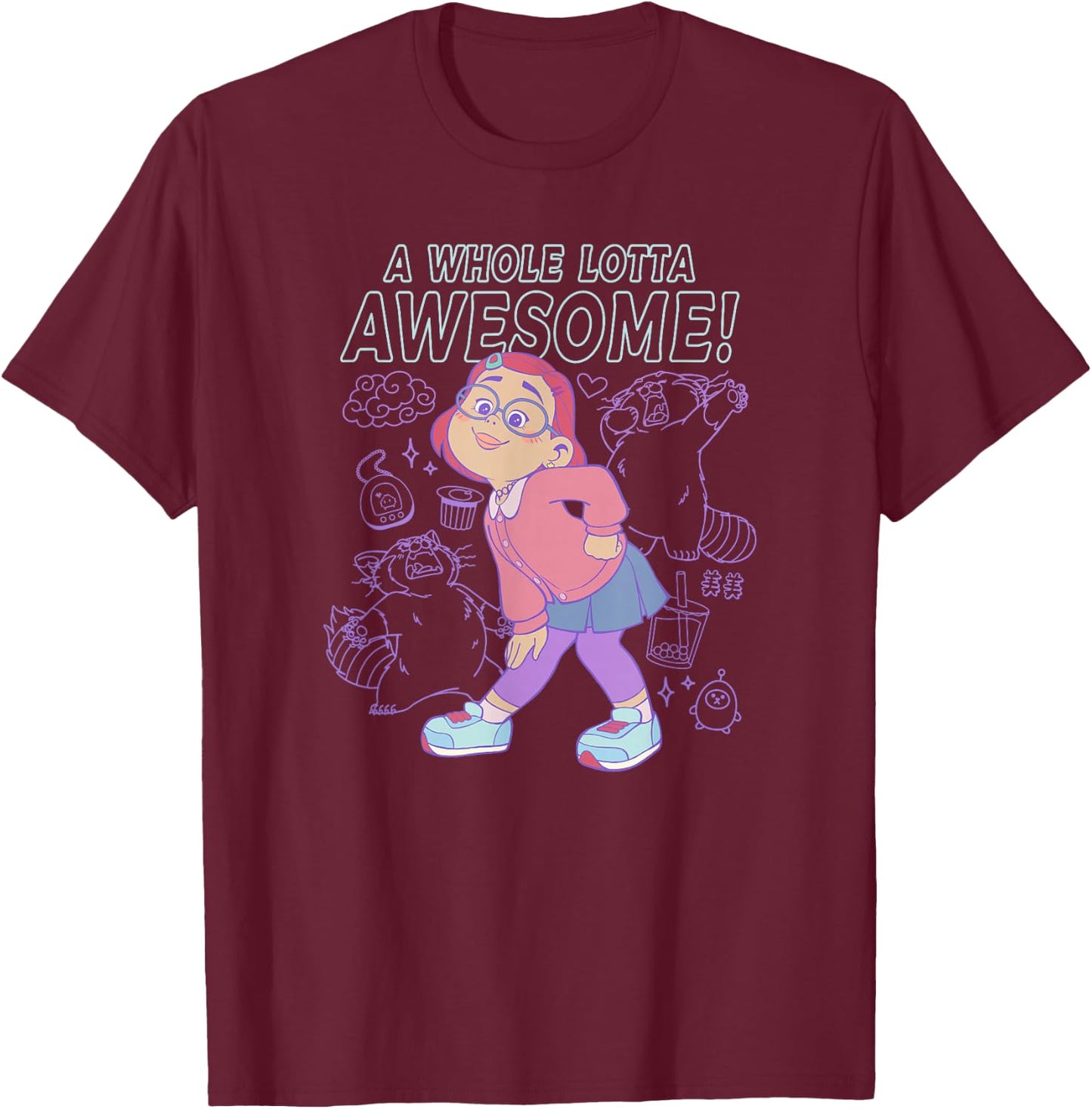 Disney Pixar Turning Red Mei Whole Lotta Awesome T-Shirt - T-Shirt | Maroon