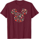 Disney Mickey Mouse Head Icon Christmas Ornaments & Holly T-Shirt - T-Shirt | Maroon