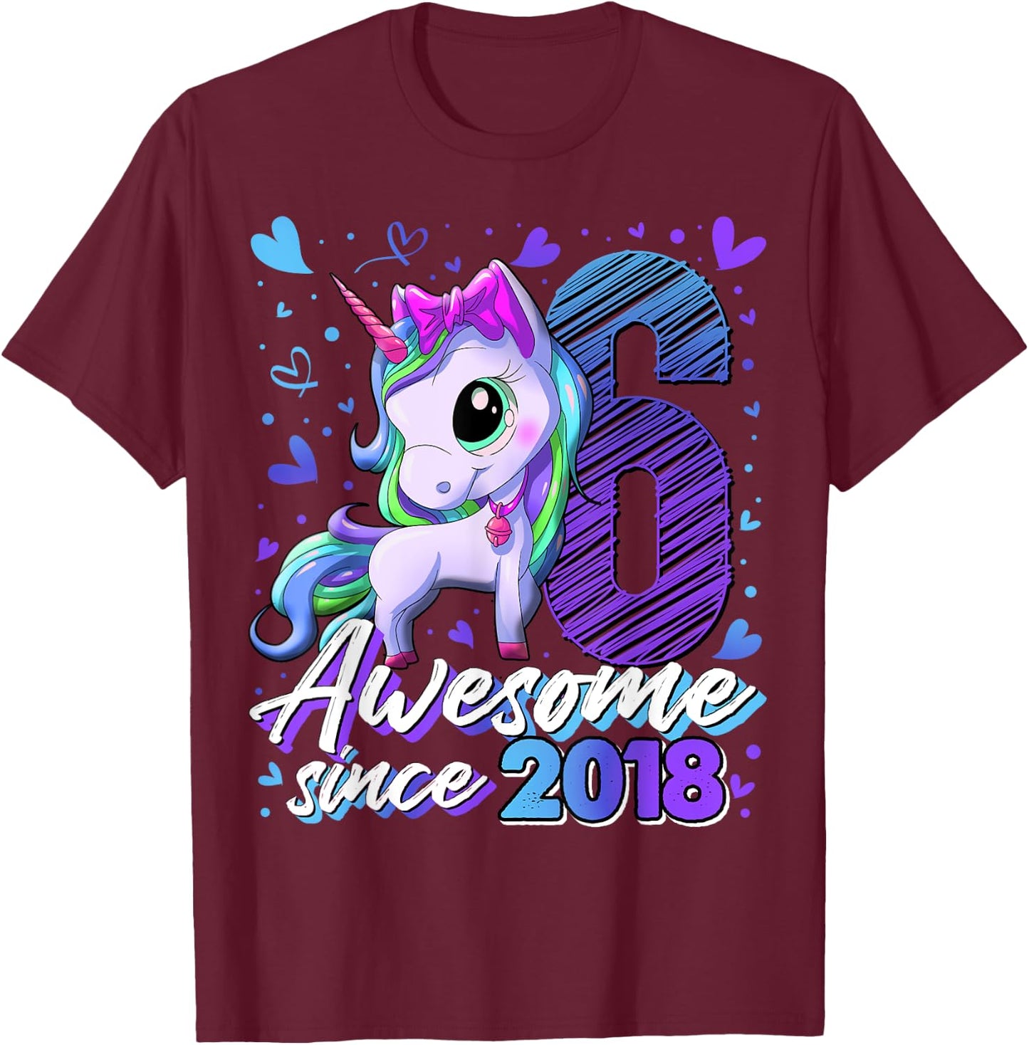 6 Years Old Flossing Unicorn Gifts 6th Birthday Girl Party T-Shirt - T-Shirt | Maroon