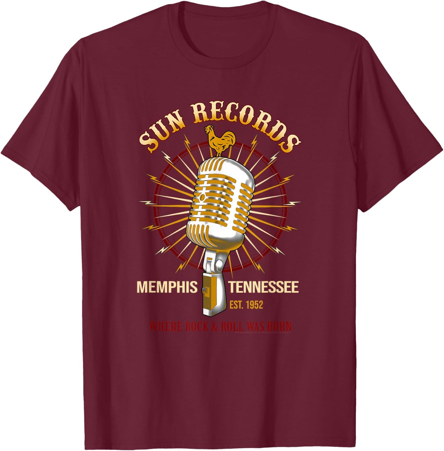 Sun Records Studio Mic Logo T-Shirt - T-Shirt | Maroon