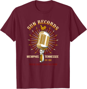 Sun Records Studio Mic Logo T-Shirt - T-Shirt | Maroon