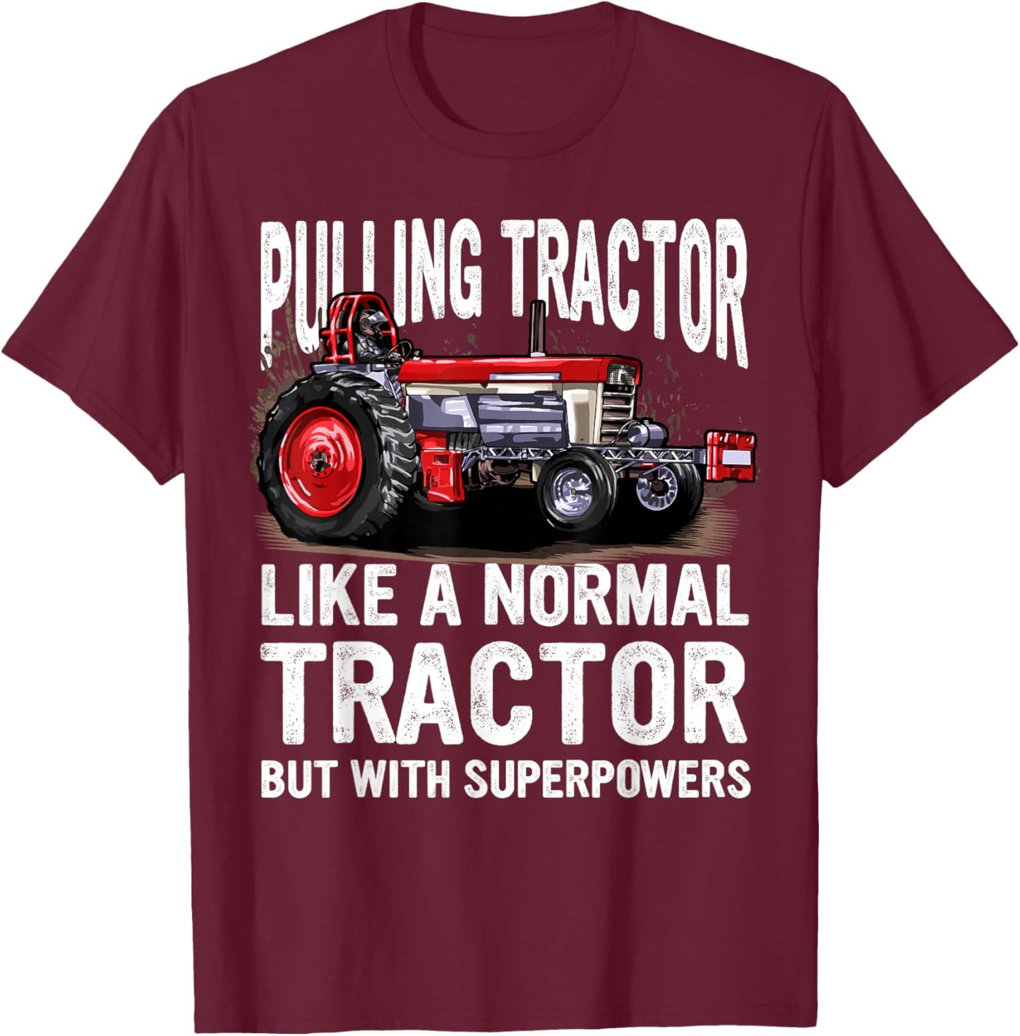 Passion Tractorpulling Men's Black Tractor Pulling Superpower Fun T-Shirt - T-Shirt | Maroon