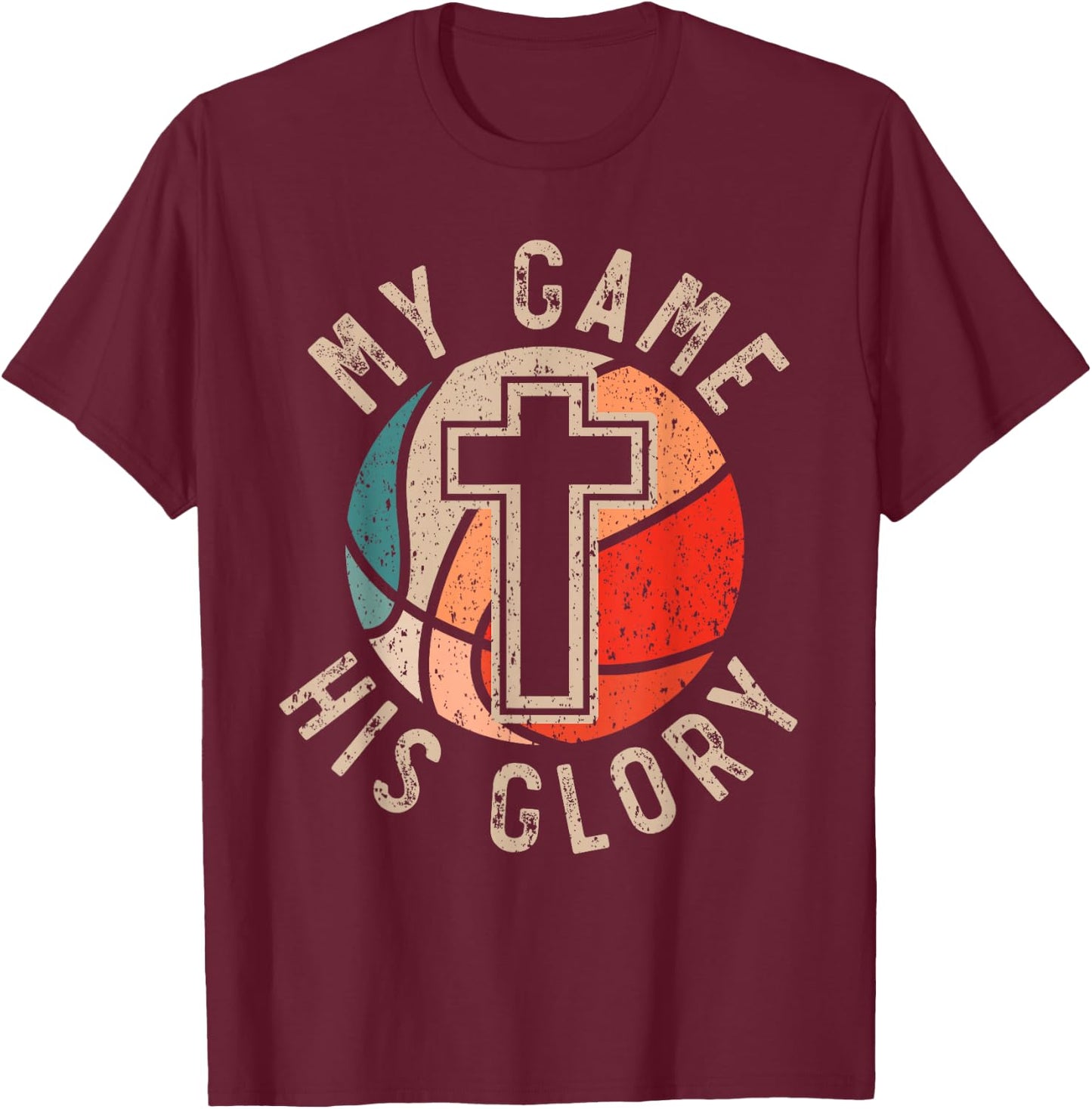 Basketball and Jesus Christ Christian Believer Hooper T-Shirt - T-Shirt | Maroon