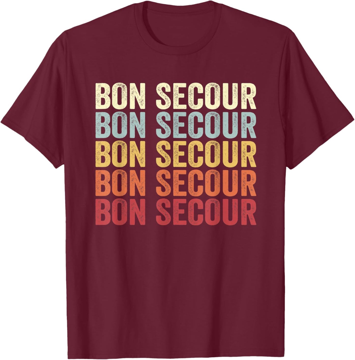 Bon Secour Alabama Bon Secour AL Retro Vintage Text T-Shirt - T-Shirt | Maroon