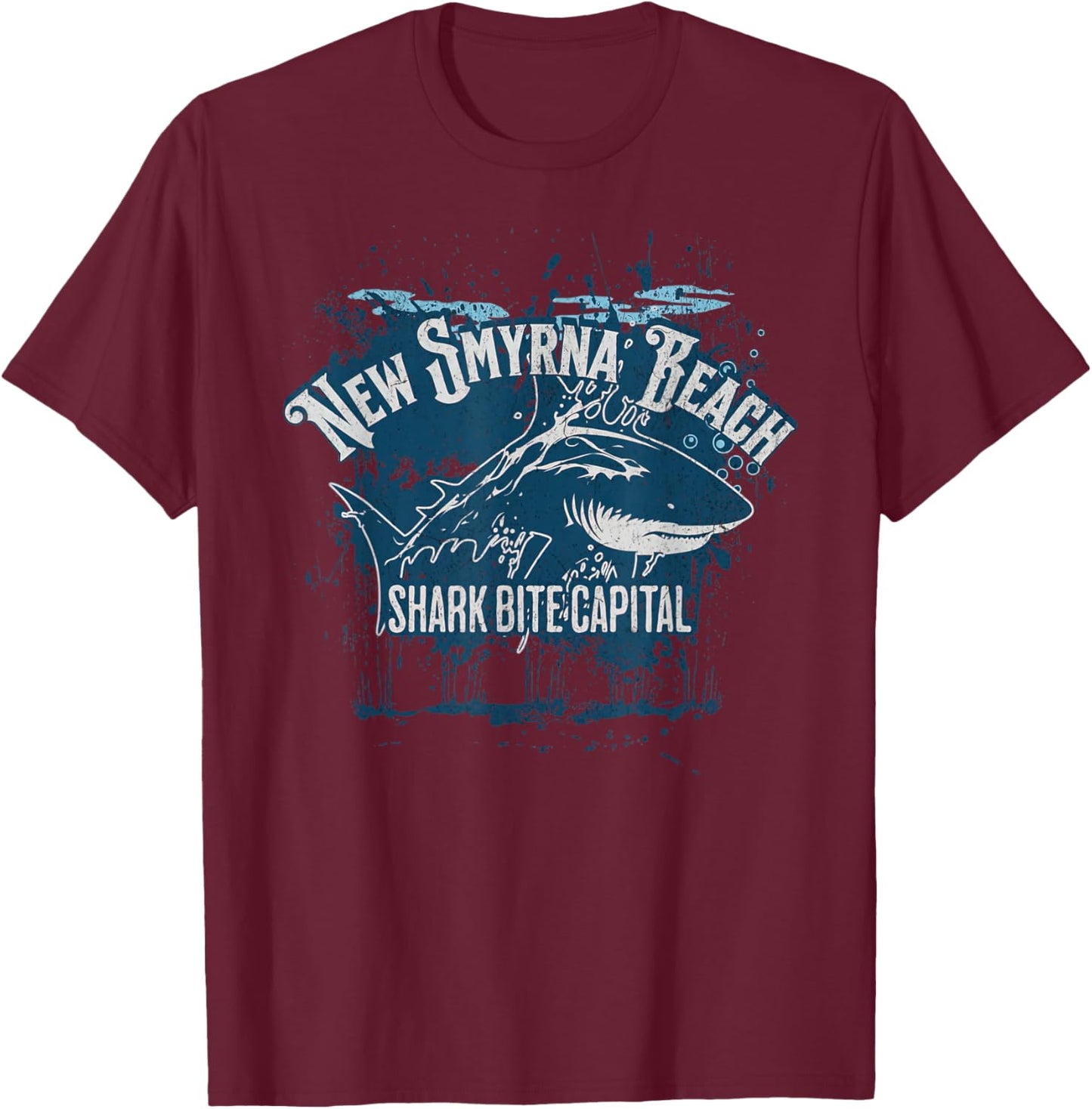 New Smyrna Beach: Shark Bite Capital Of The World Graphic Women Kids T-Shirt - T-Shirt | Maroon