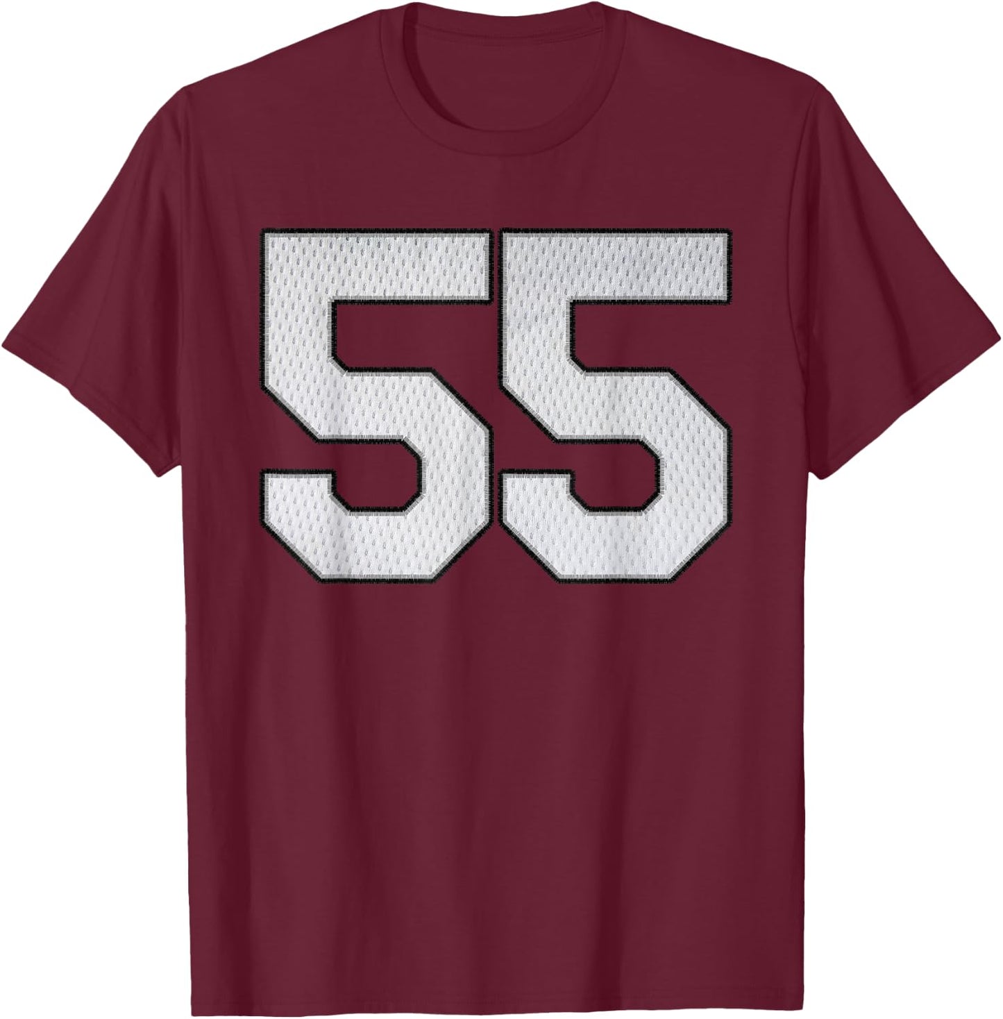 White Jersey Number 55 Athlete Sports Supporter Fanwear T-Shirt - T-Shirt | Maroon
