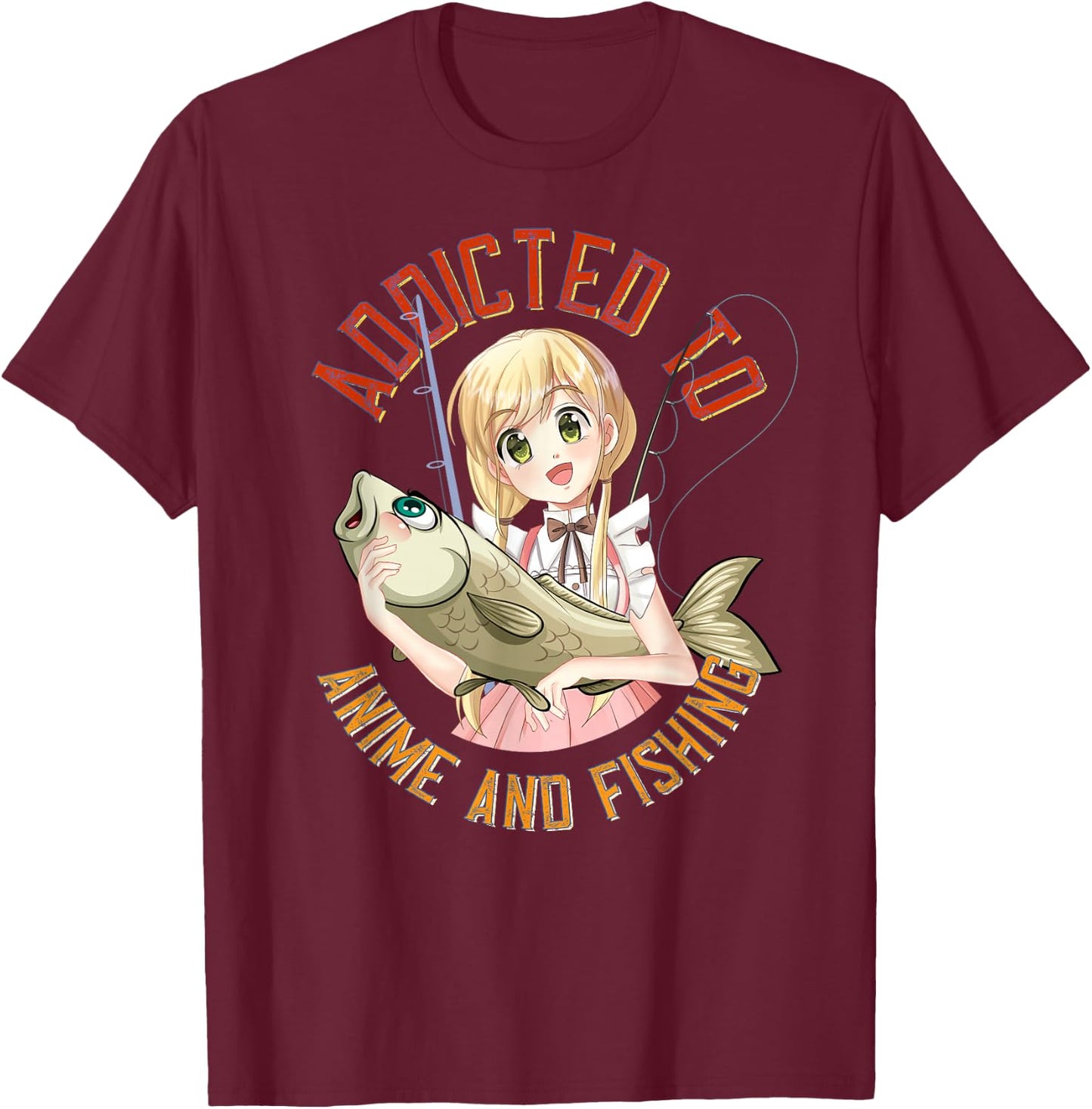 Lucky Fishing Gear for Fishermans and Anime Manga Lovers T-Shirt - T-Shirt | Maroon