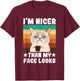 Introvert Coffee Cat I'm nicer than my face looks T-Shirt - T-Shirt | Maroon