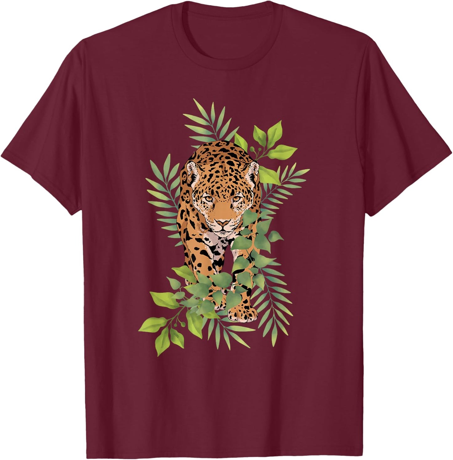 Wild Jaguar Jungle Nature for Cat Lover T-Shirt - T-Shirt | Maroon