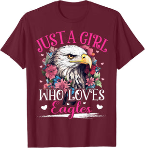 Just A Girl Who Loves Eagle Bird Girls T-Shirt - T-Shirt | Maroon