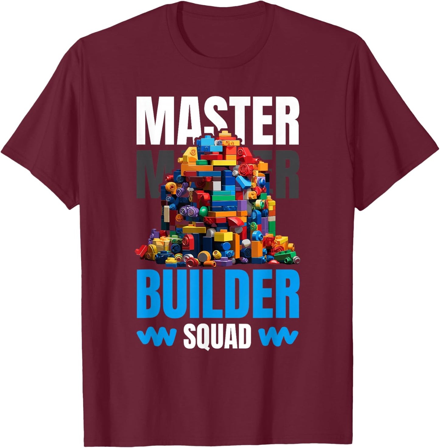 Master Builder Bricks Blocks Play Toys T-Shirt - T-Shirt | Maroon