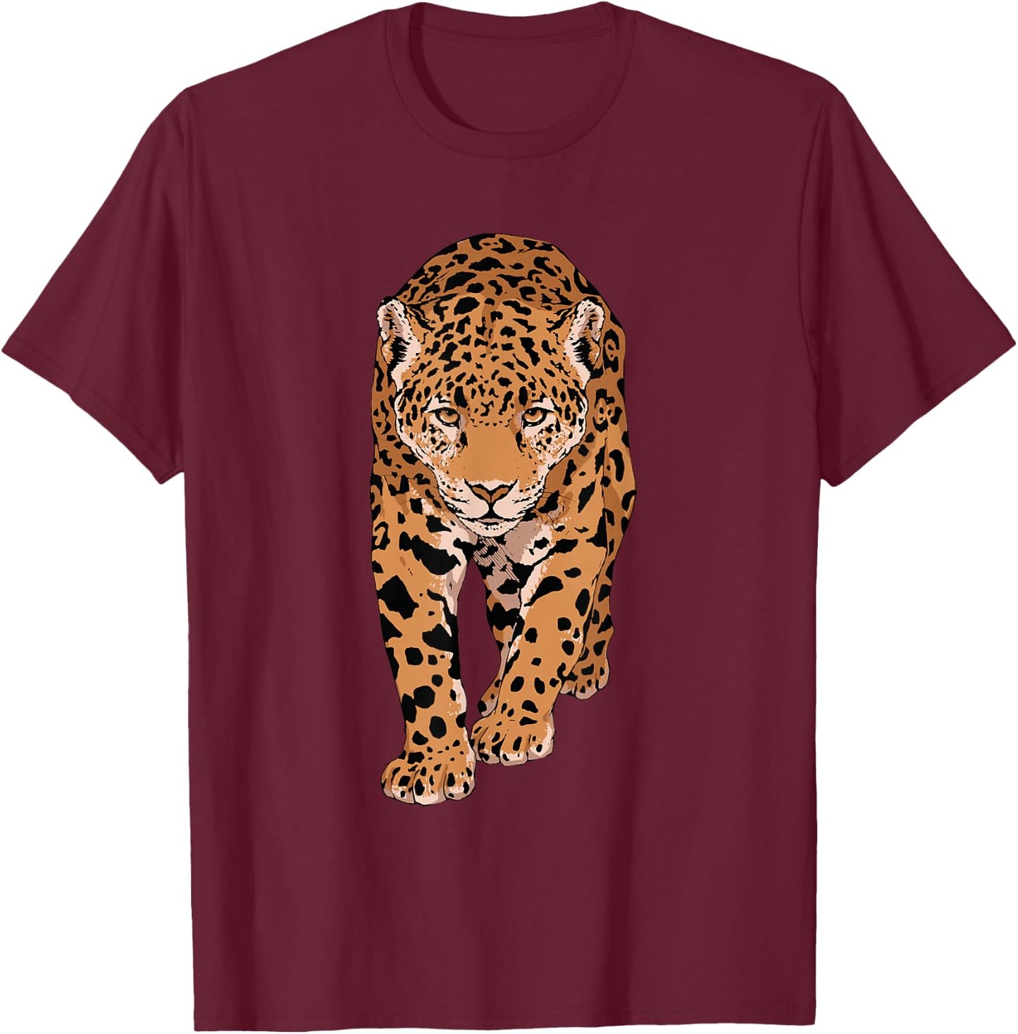 Wild Big Cat Jaguar Jungle Animal Wildlife T-Shirt - T-Shirt | Maroon