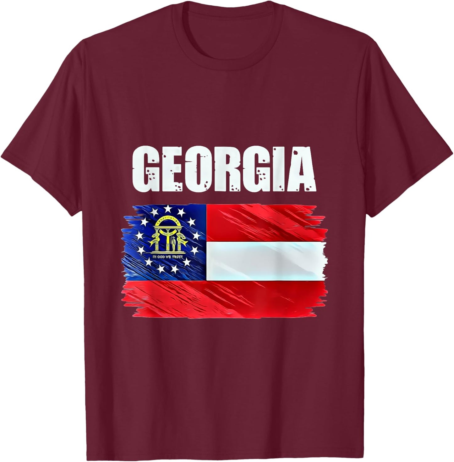 Georgia Flag Us State T-Shirt - T-Shirt | Maroon