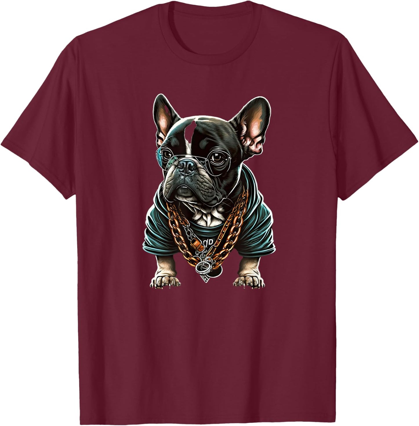 Funny French Bulldog Frenchie Rap hip hop R&B T-Shirt - T-Shirt | Maroon