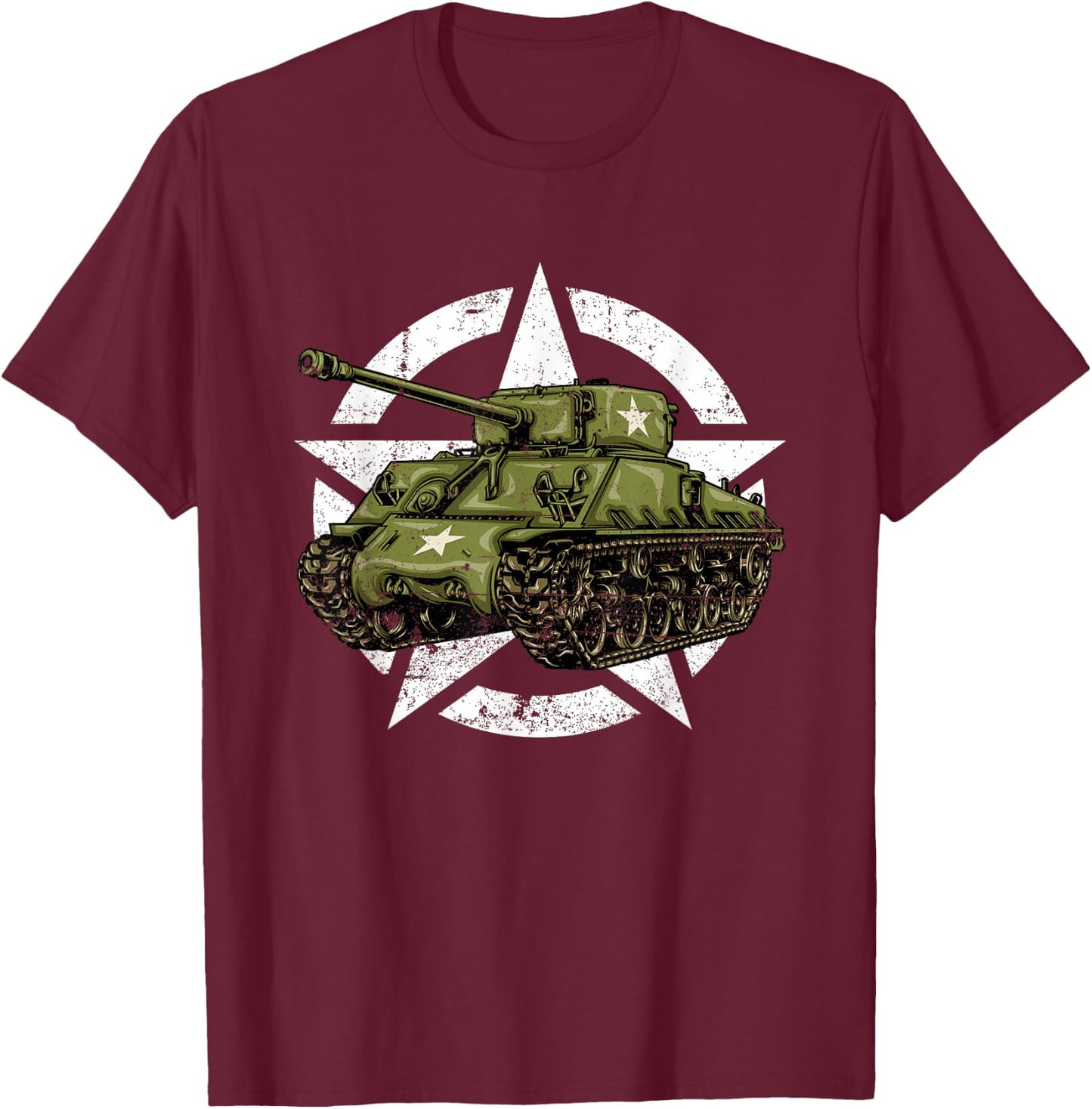 Sherman M4 World War 2 Army Tank Vintage Tank a Military Boy T-Shirt - T-Shirt | Maroon