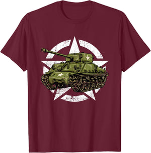 Sherman M4 World War 2 Army Tank Vintage Tank a Military Boy T-Shirt - T-Shirt | Maroon