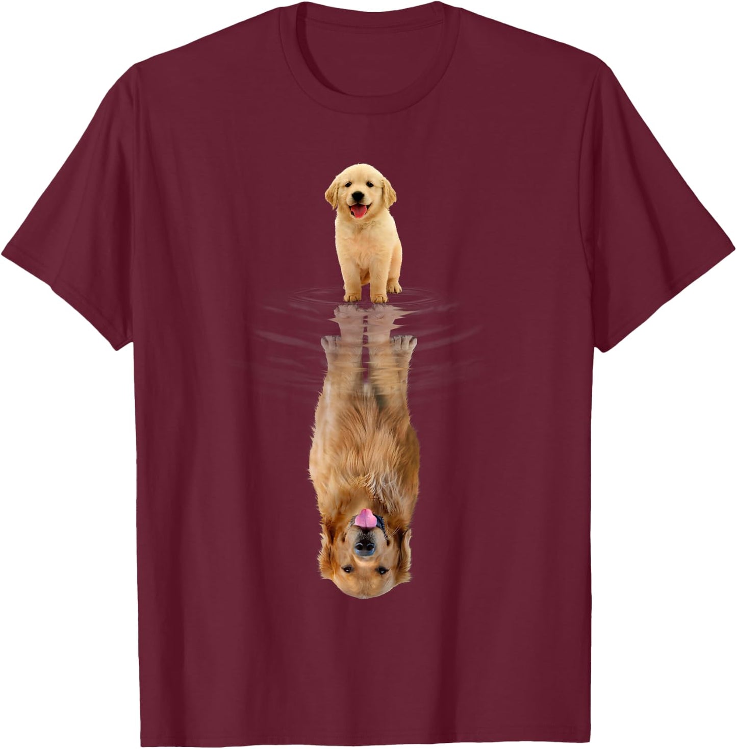 Golden Retriever Puppy Dad Reflection Graphic T-Shirt - T-Shirt | Maroon