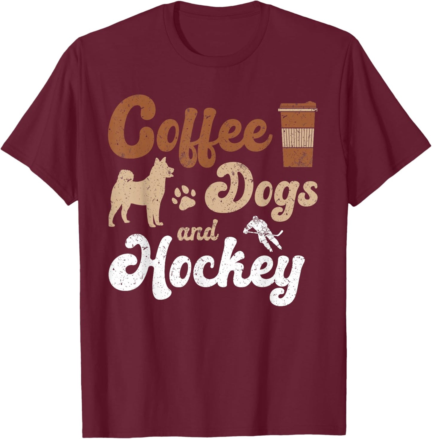 Coffee Dogs Hockey Ice Hockey Player T-Shirt - T-Shirt | Maroon