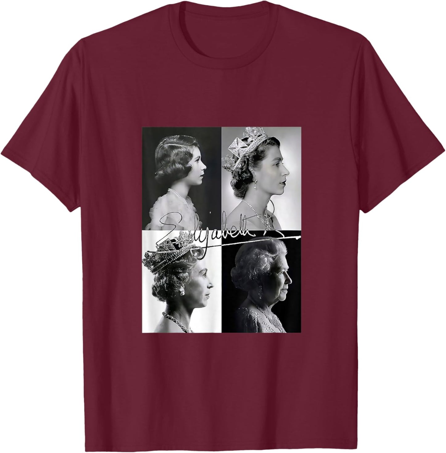 Queen II Elizabeth England Queen of England T-Shirt - T-Shirt | Maroon