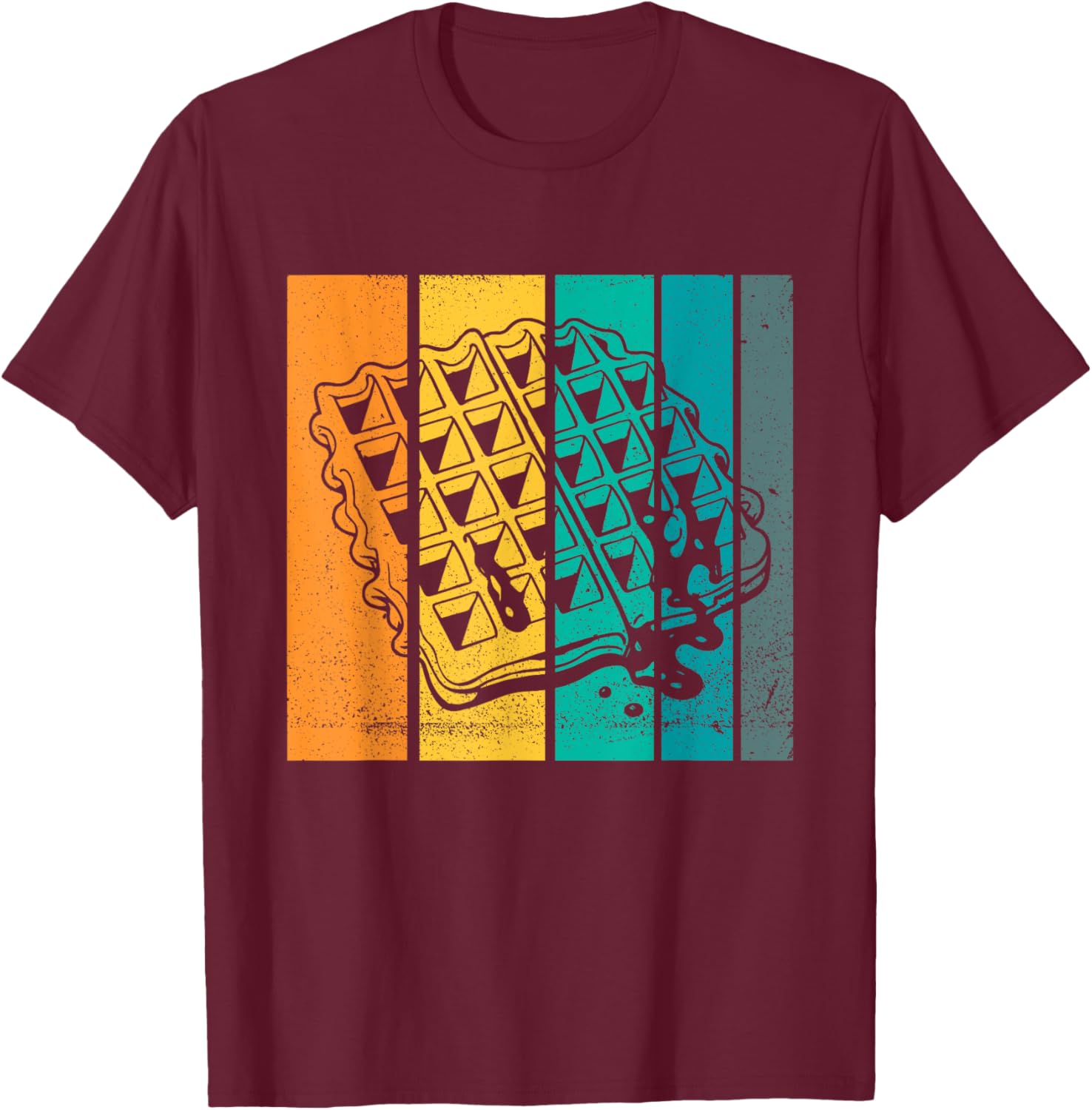 Waffle Design Artsy Vintage Waffle Lover T-Shirt - T-Shirt | Maroon