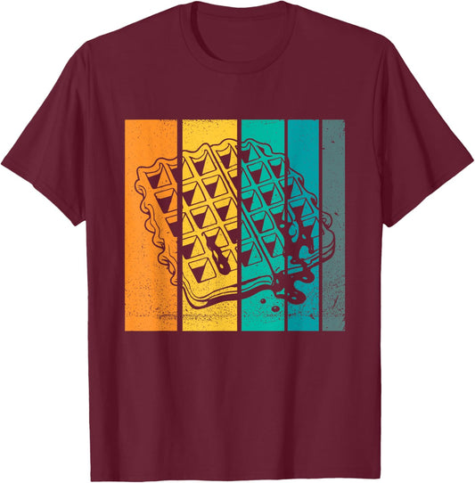 Waffle Design Artsy Vintage Waffle Lover T-Shirt - T-Shirt | Maroon