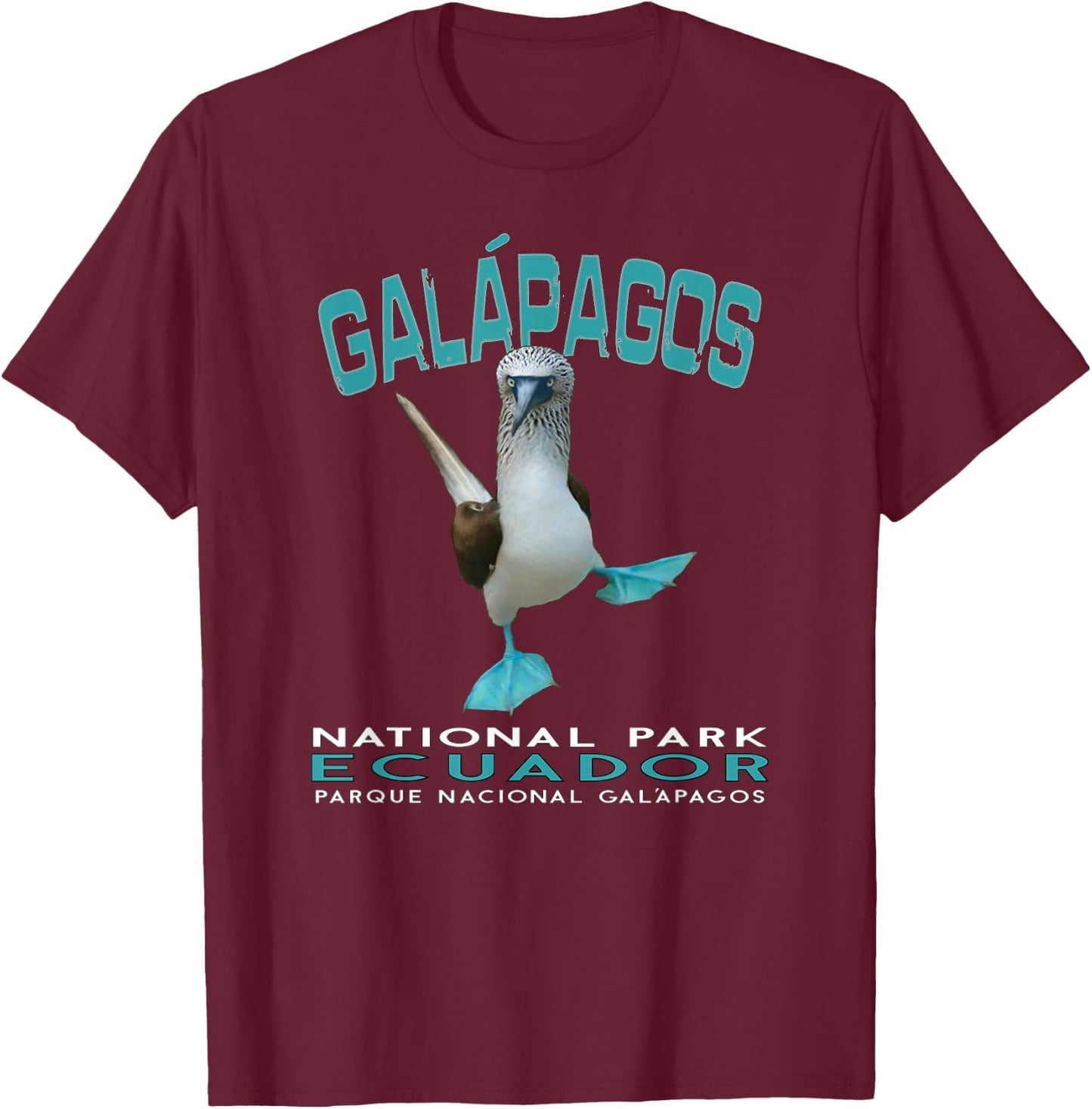 Galapagos National Park Ecuador Blue Footed Boobies Keepsake T-Shirt - T-Shirt | Maroon