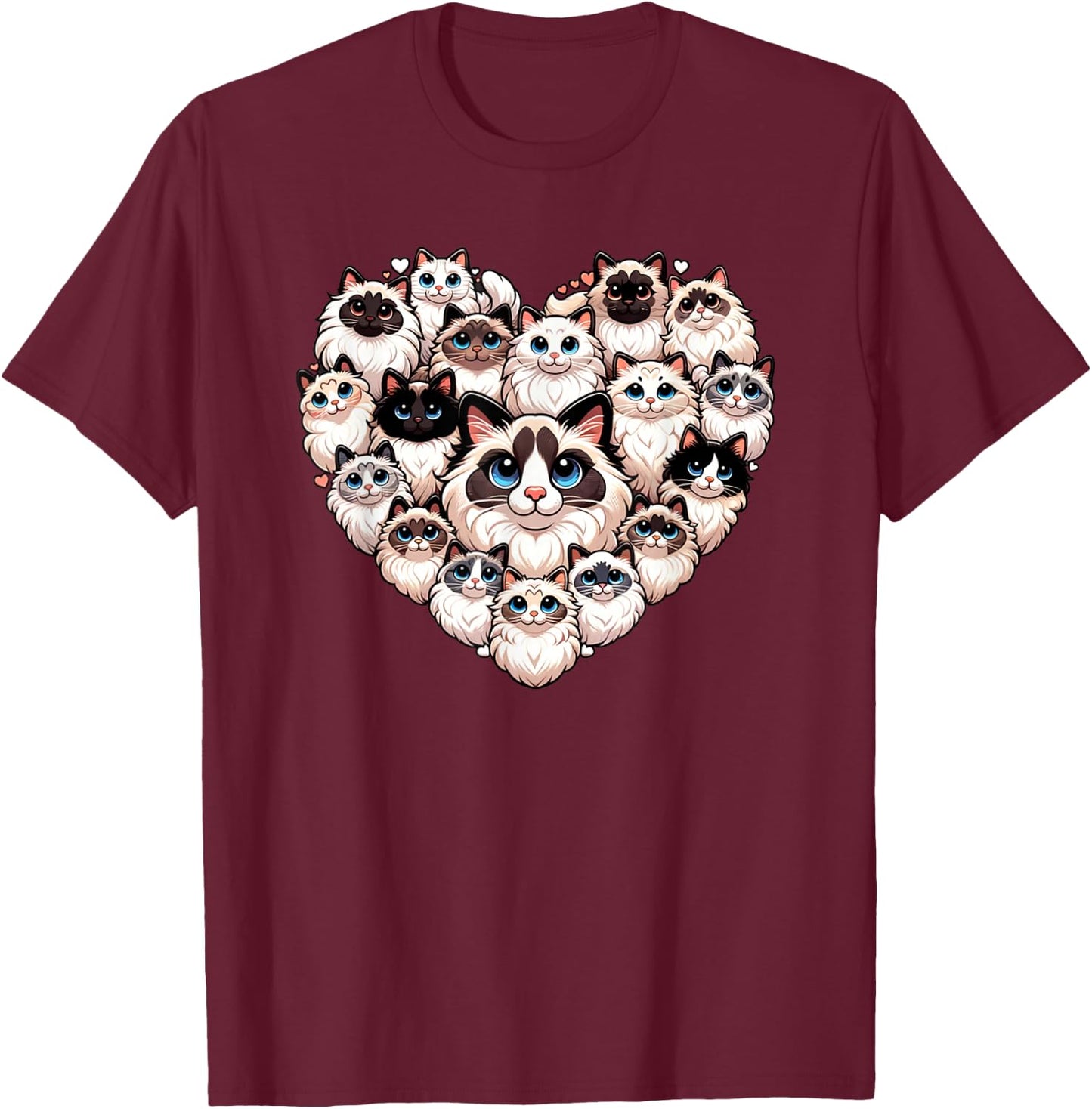Ragdoll Cat Ragdolls Puppy Cats T-Shirt - T-Shirt | Maroon