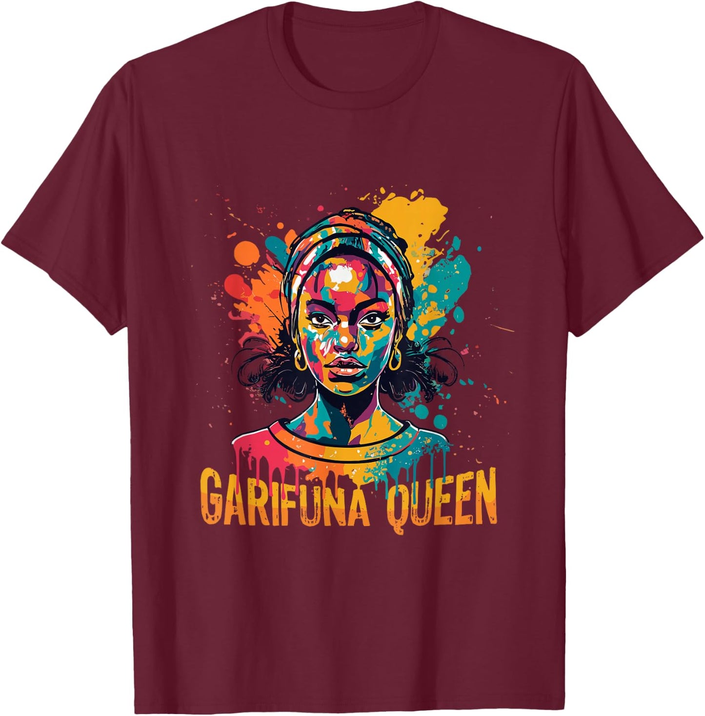 Garifuna Queen Design for Honduras Caribbean Afro Girl Women T-Shirt - T-Shirt | Maroon