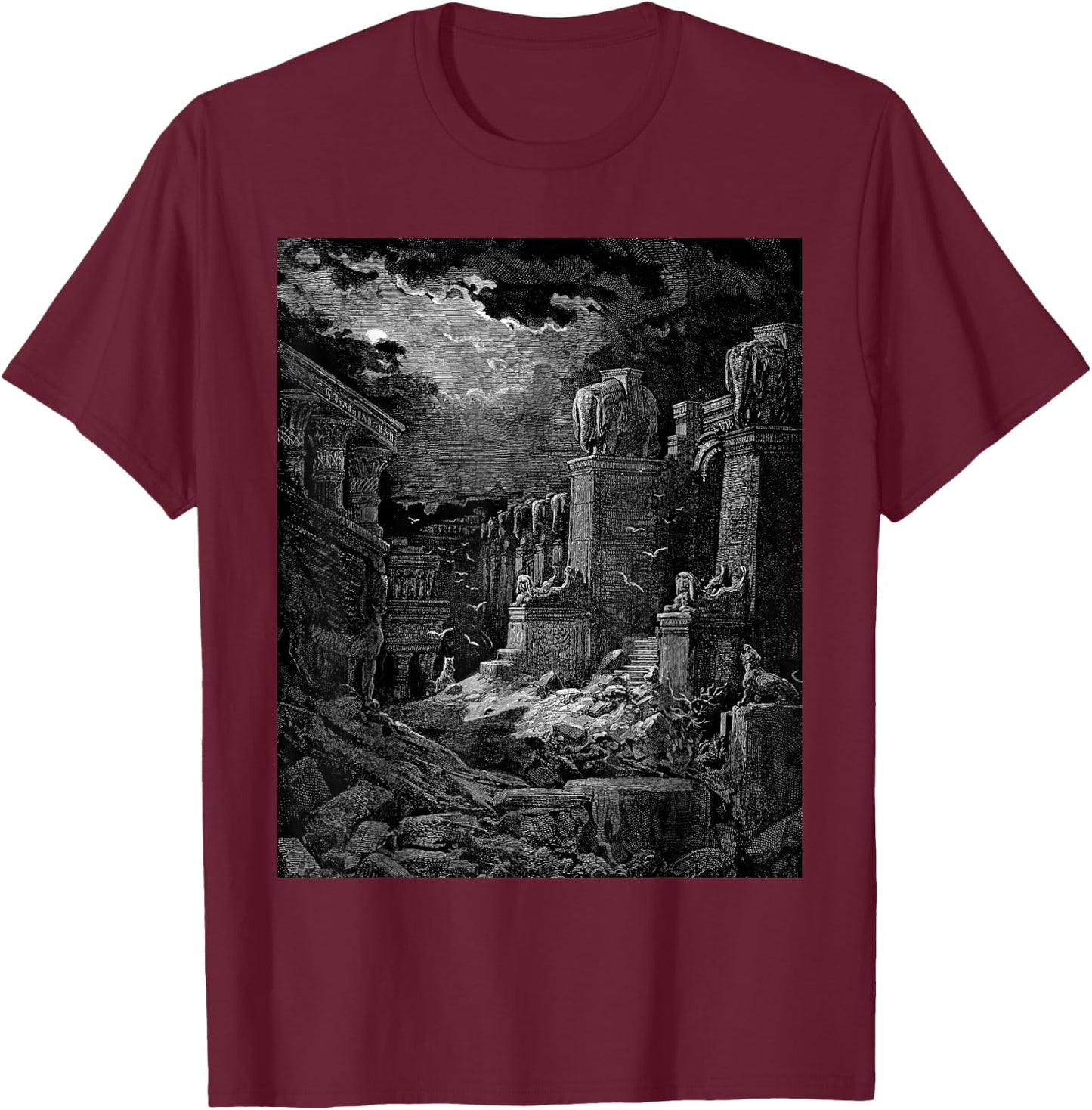 Babylon Fallen Gustave Dore Biblical Art T-Shirt - T-Shirt | Maroon