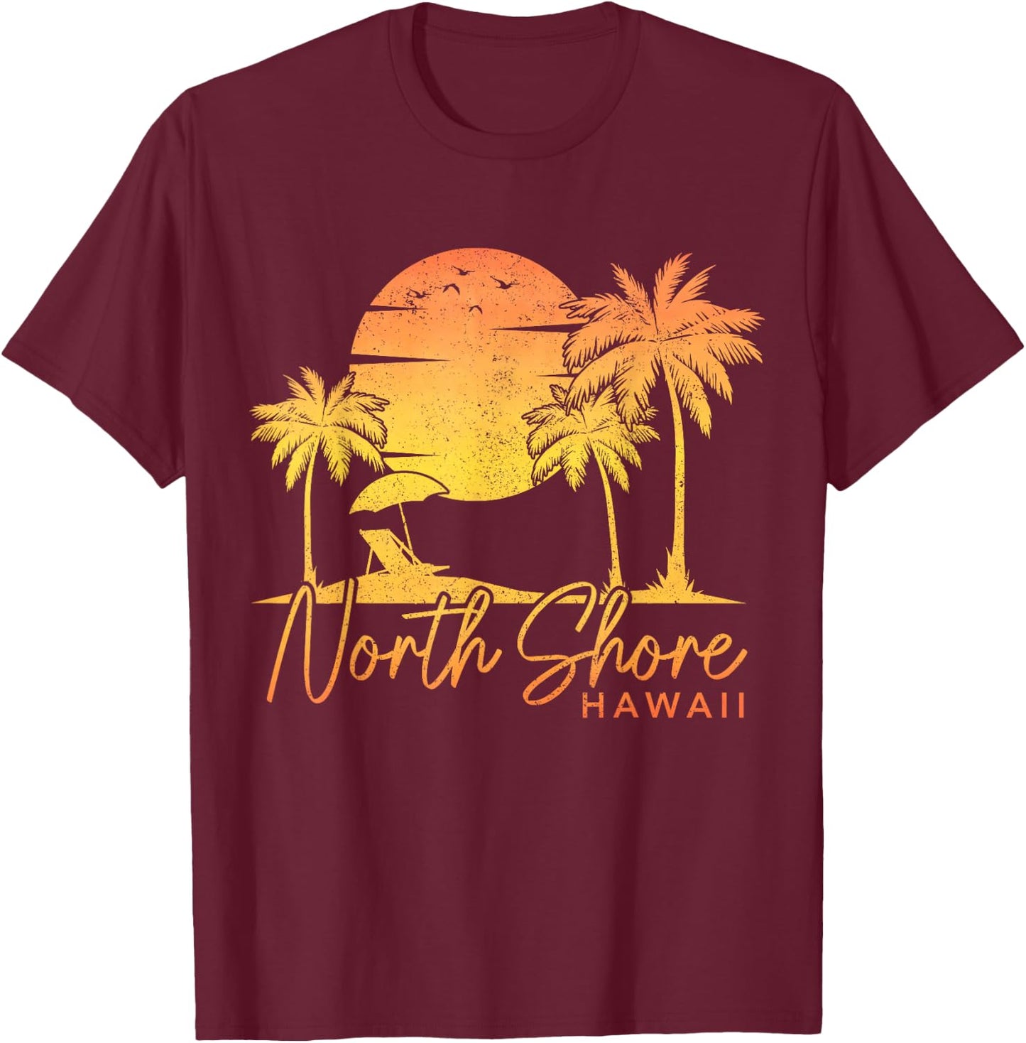 North Shore Beach Hawaii Oahu Surf Vintage Surfer Retro T-Shirt - T-Shirt | Maroon