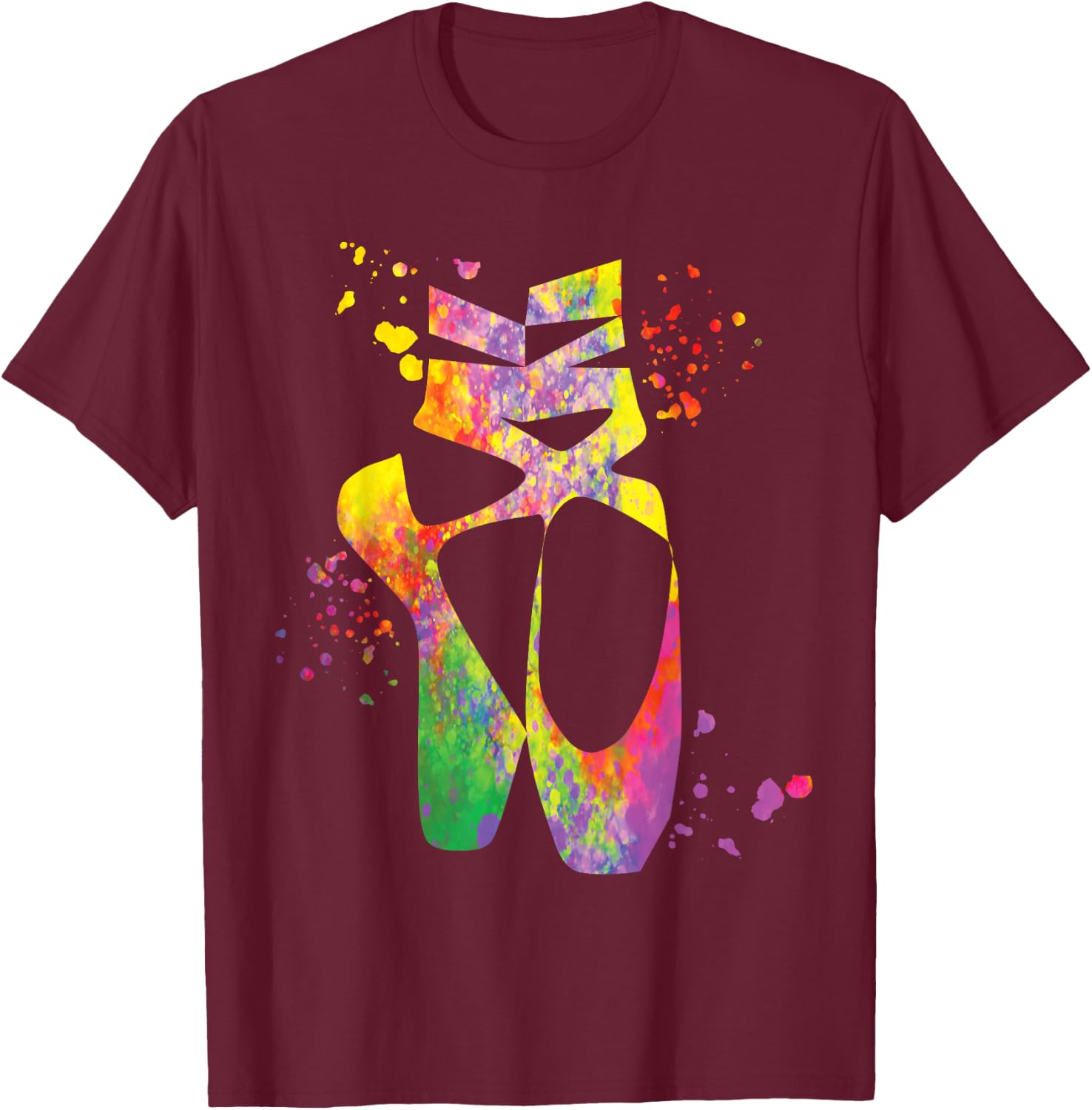 Ballet Shoes Dancer Colorsplash Woman Ballerina T-Shirt - T-Shirt | Maroon