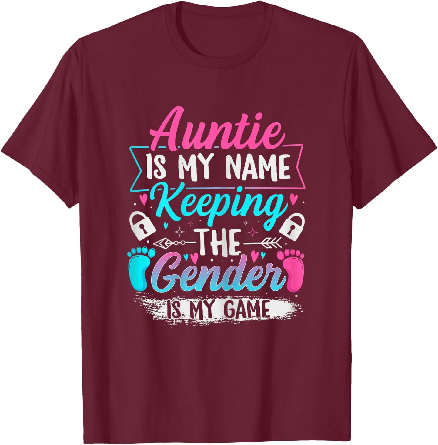 Gender Reveal Design for a Keeper of the Gender Aunt T-Shirt - T-Shirt | Maroon