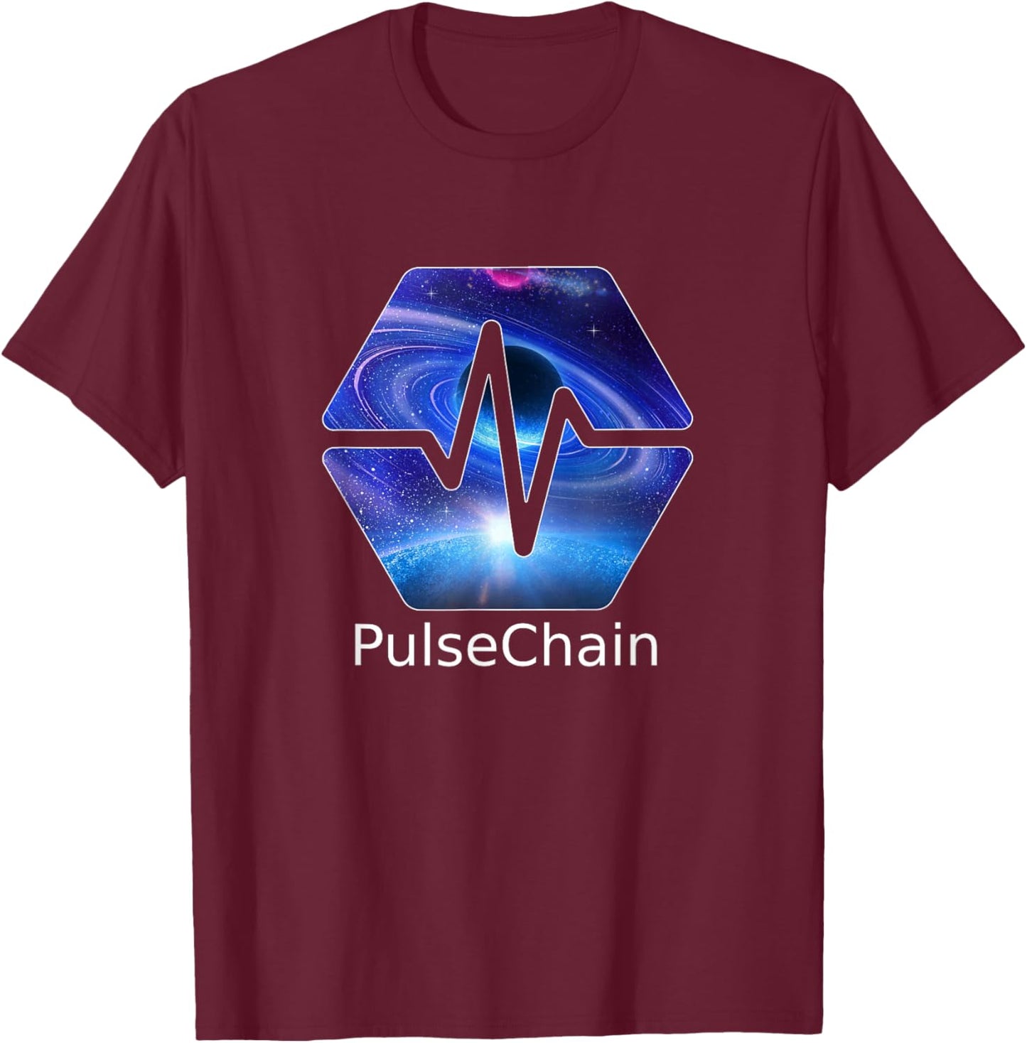 PulseChain PLS Cryptocurrency Crypto HEX Space Galaxy Design T-Shirt - T-Shirt | Maroon