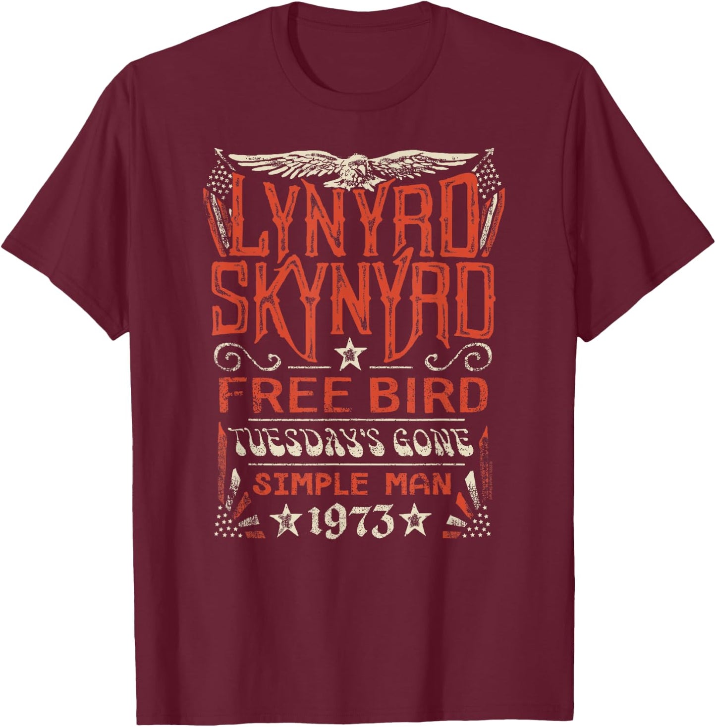 Lynyrd Skynyrd - Free Bird Tuesday's Gone Simple Man Songs T-Shirt - T-Shirt | Maroon