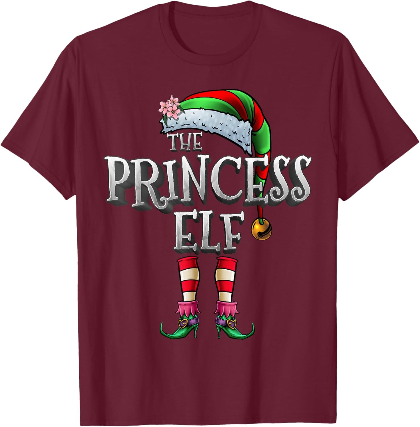 The Princess Elf Shirt Matching Family Funny Christmas Elf T-Shirt - T-Shirt | Maroon