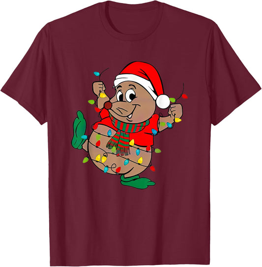 Cute Santa Gus Christmas Lights T-Shirt - T-Shirt | Maroon