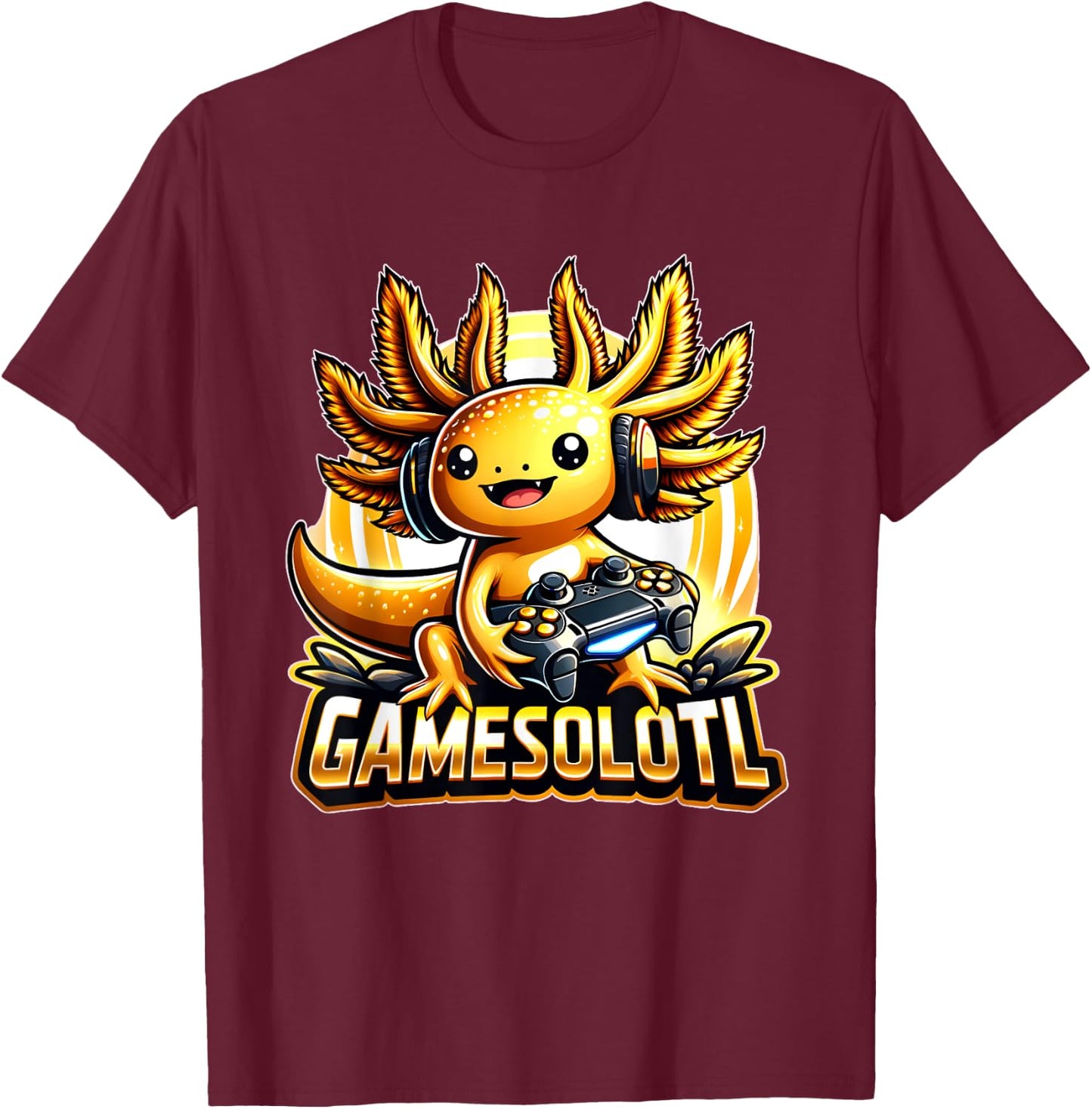 Gamesolotl Axolotl Gamer kawaii Anime kids T-Shirt - T-Shirt | Maroon