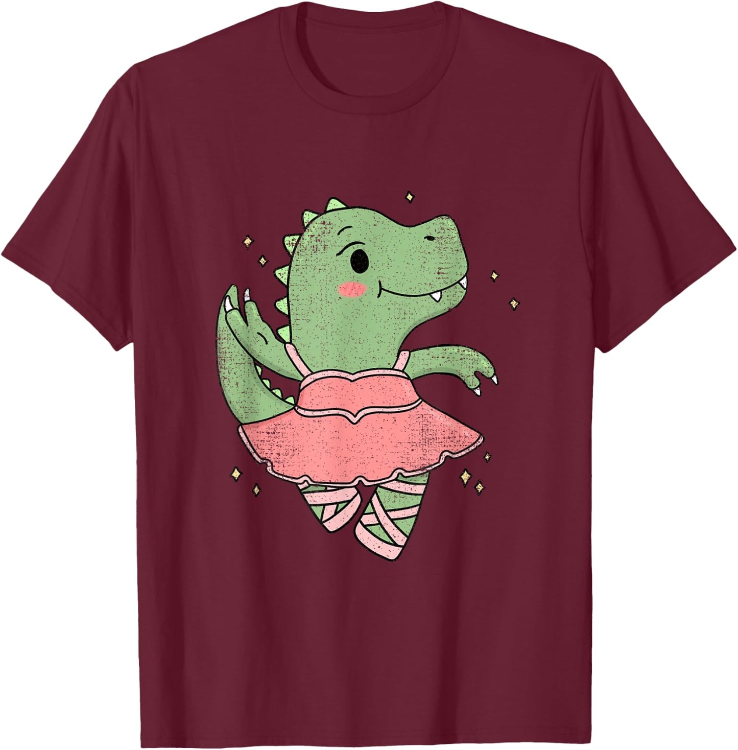 Dancing T-Rex Dinosaur Ballerina for Ballet Dancer Vintage T-Shirt - T-Shirt | Maroon