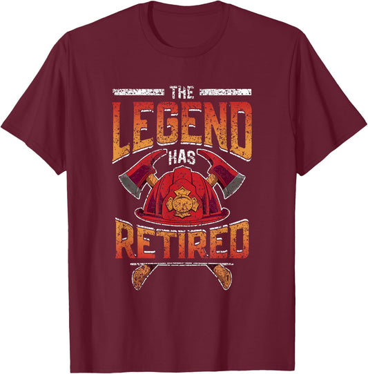 The Legend Has Retired Firefighter Fire Fighter Retirement T-Shirt - T-Shirt | Maroon