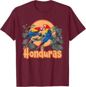 Honduran Scarlet Macaw Men Women Honduras T-Shirt - T-Shirt | Maroon