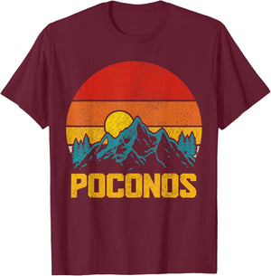 Pocono Mountains Poconos Pennsylvania Hiking Vintage T-Shirt - T-Shirt | Maroon