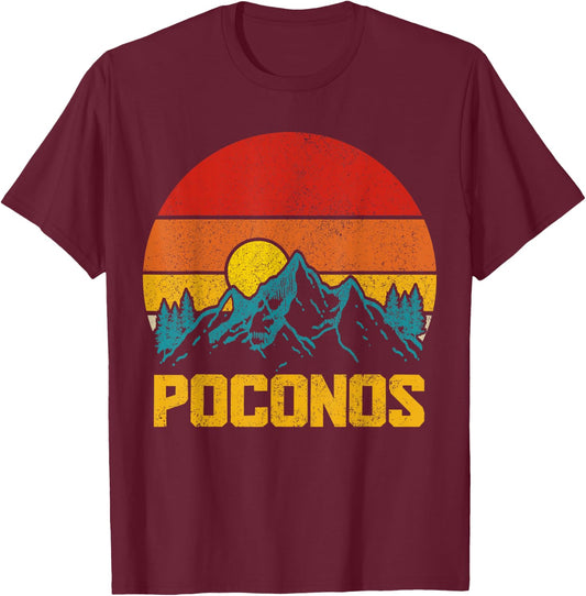 Pocono Mountains Poconos Pennsylvania Hiking Vintage T-Shirt - T-Shirt | Maroon