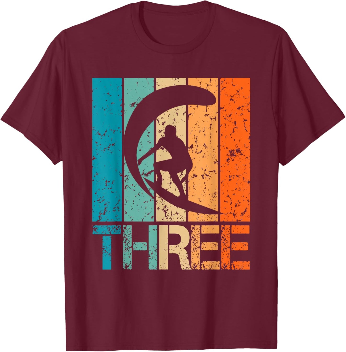 3rd Surfing Birthday 3 Year Old 3yr Boy Girl Birthday Surfer T-Shirt - T-Shirt | Maroon