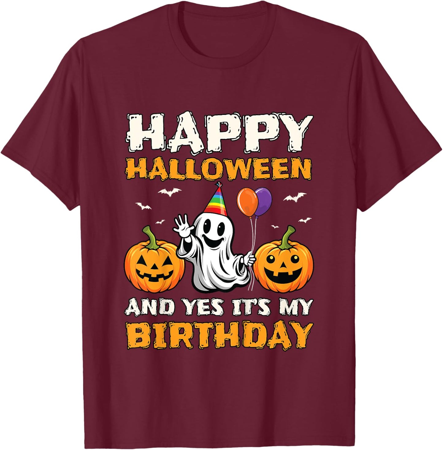 Kids Halloween Birthday Shirt Boys Kids Girls Its My Boo Day T-Shirt - T-Shirt | Maroon