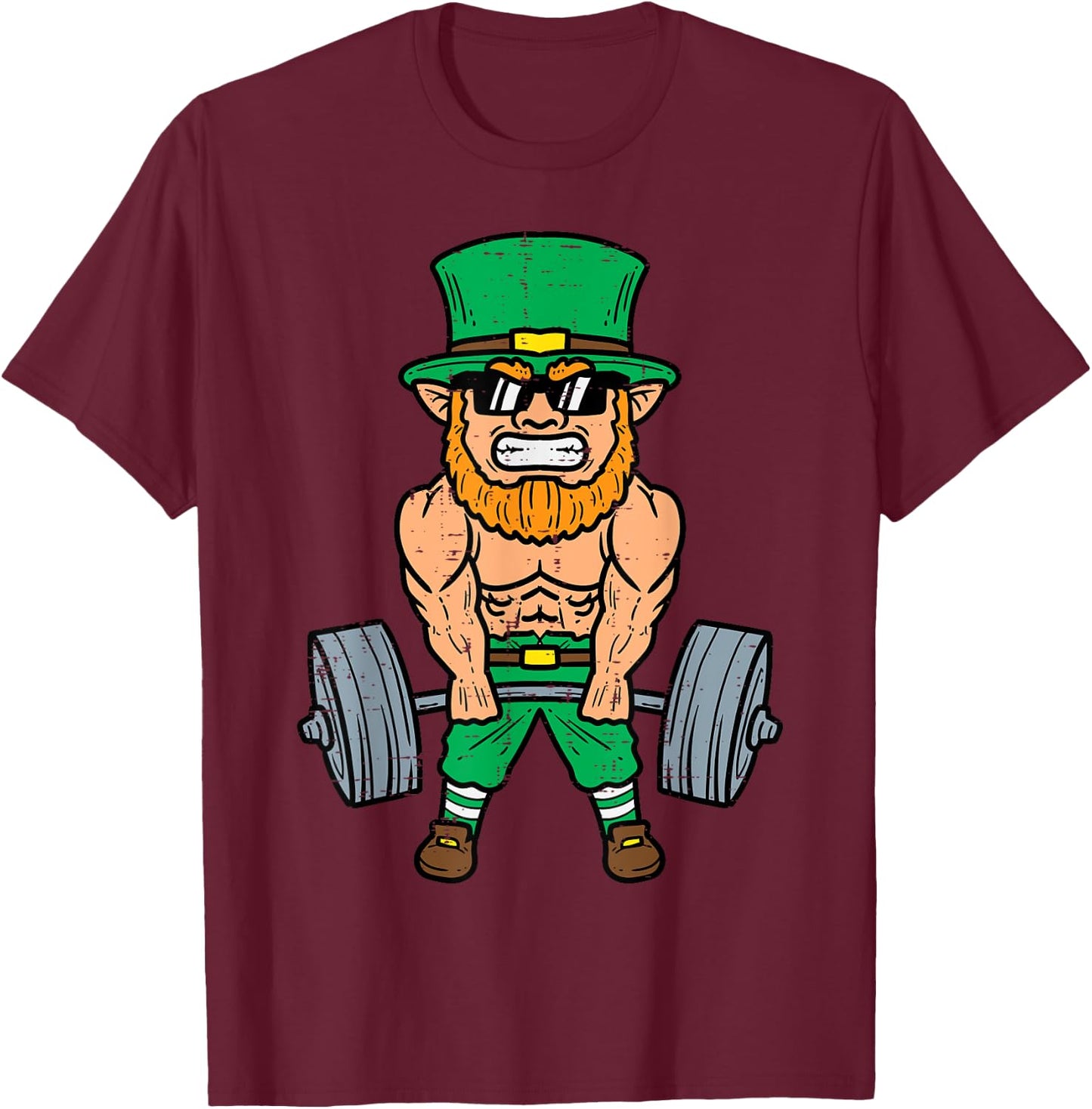 St Patricks Day Workout Weightlifting Saint Paddys Gym Men T-Shirt - T-Shirt | Maroon