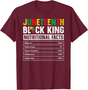 Juneteenth Black King Nutritional Facts Melanin Men Father T-Shirt - T-Shirt | Maroon